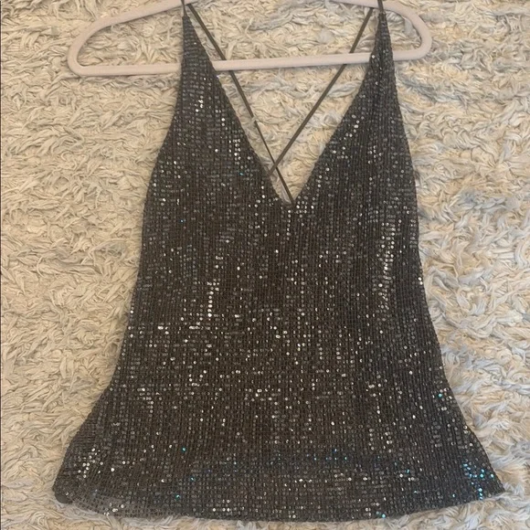Express Black Sequin Sleeveless Camisole - Picture 5 of 9